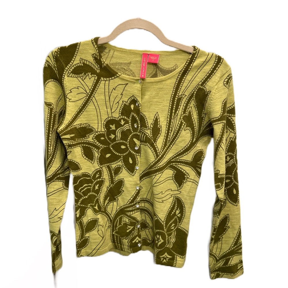 Anthropologie Charlotte Tarantola Rhinestone Button Bird Cardigan - Picture 3 of 6